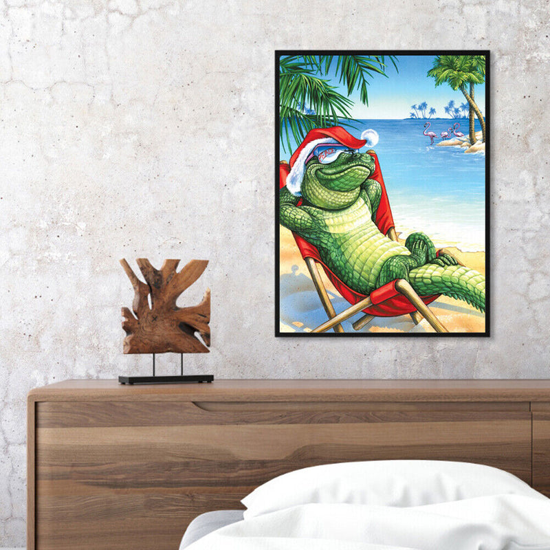Acrylic Oil Painting By Numbers Christmas Crocodile Digital Picture Artwork