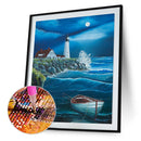 5D DIY Diamond Painting Full Round Drill Seaside Lighthouse Wall Decor Crafts