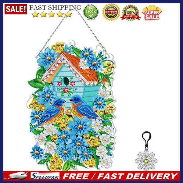 5D Diamond Rhinestone Christmas Flower Wreath Kit Hanging Home Door Wall De