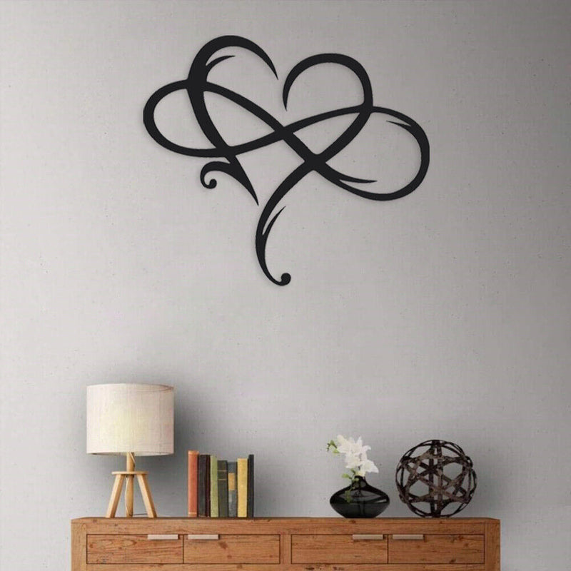 Metal Infinity Heart Art Love Wall Sign Decor for Living Room Home (Black) Newly