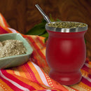 Double Wall Gourd Tea Cup 8oz Stainless Steel Yerba Mate Tea Cup (Red) Newly