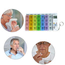 28 Grids Timer Medicine Box Pill Case LED Reminder Weekly Tablet Dispenser Clock