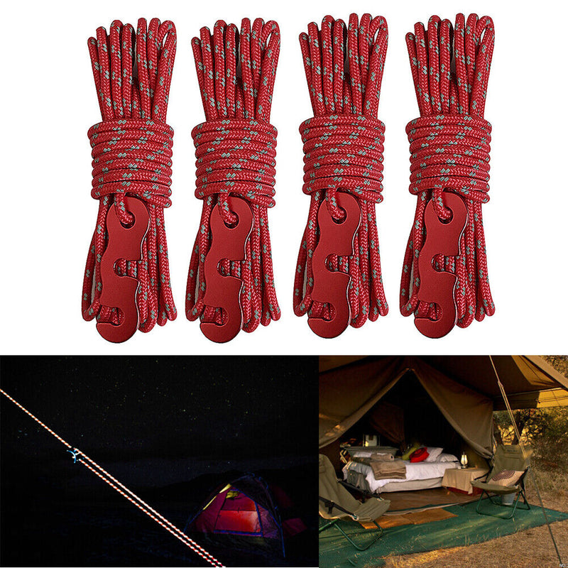 4pcs Wind Rope with S-Shaped Hooks Outdoor Camping Hiking Tent Wind Rope Buck