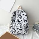 Graffiti Butterfly Print Rucksack Women Preppy Style Large Handbags Bear Pendant