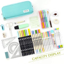 Large Capacity Pencil Case-Student Oxford Cloth Cosmetic Bag with 3 Compartments