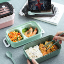 Lunch Bento Box Microwave Heating Split Double Layer Food Storage (Green) Newly
