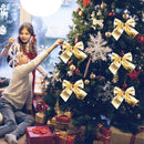 Christmas Bows - 12 Pcs Xmas Decorative Hanging Bows for Wreath Christmas Tree
