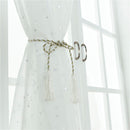 Star Print Tulle Curtains Window Drapes Sheer Purdah for Living Room(White)