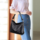 2pcs Women PU Bag Set Handbags Shoulder Bag+Mini Phone Bag Clutch(Black)