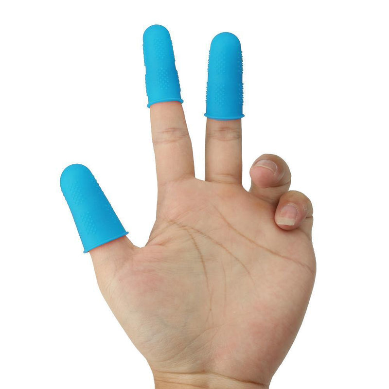 Anti-slip Hot Glue Gun Finger Caps Silicone Finger Cover Sleeve (Blue 3pcs)