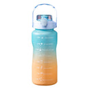 2000ML Large Capacity Water Bottle Straw Plastic Cup with Handle (Blue)