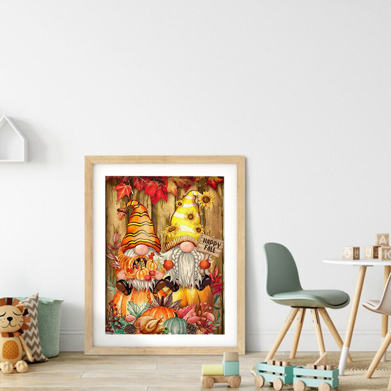 5D Rhinestone Pictures DIY Pumpkin Gnome Full Round Drill Diamond Painting Kit