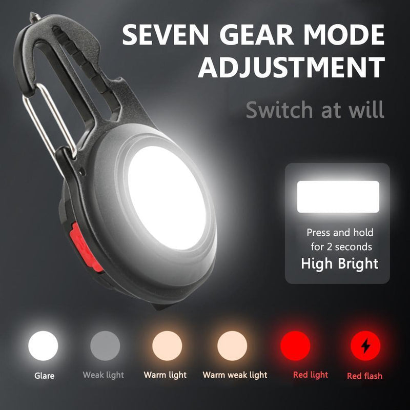 Mini LED COB Keychain Flashlight Emergency Camping Work Light Corkscrew (A)