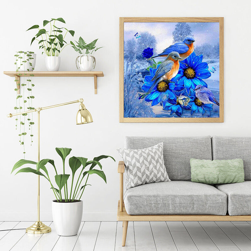 5D DIY Diamond Painting Kits Full Square Drill Blue Bird Flower Mosaic Picture