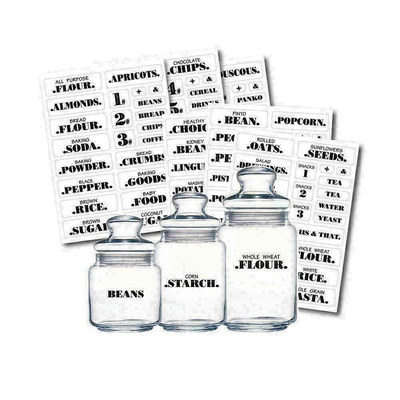 132Pcs/6 Sheets Kitchen Pantry Labels Transparent Waterproof HOT I4V9