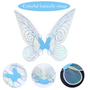 Kids Girls Fairy Wings Anti-fade Glitter Organza Princess Angel Wing (Blue)