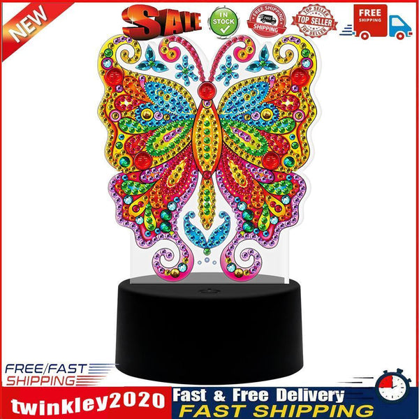 Butterfly DIY Diamond Painting LED Light Embroidery Night Lamp Home Decor Newly
