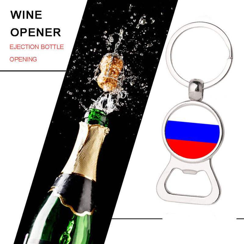 Russian National Flag Bottle Opener Gem Keychain Multifunctional Car Key Ring