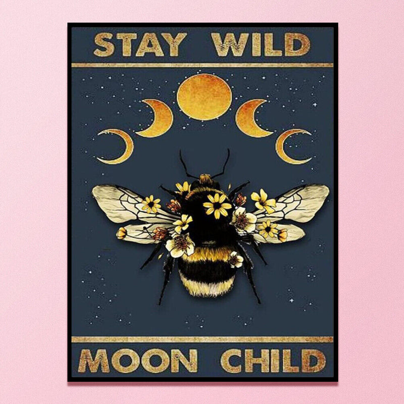 11CT Full Cross Stitch Moon Bee Counted DIY Kits Handmade Cotton Embroidery