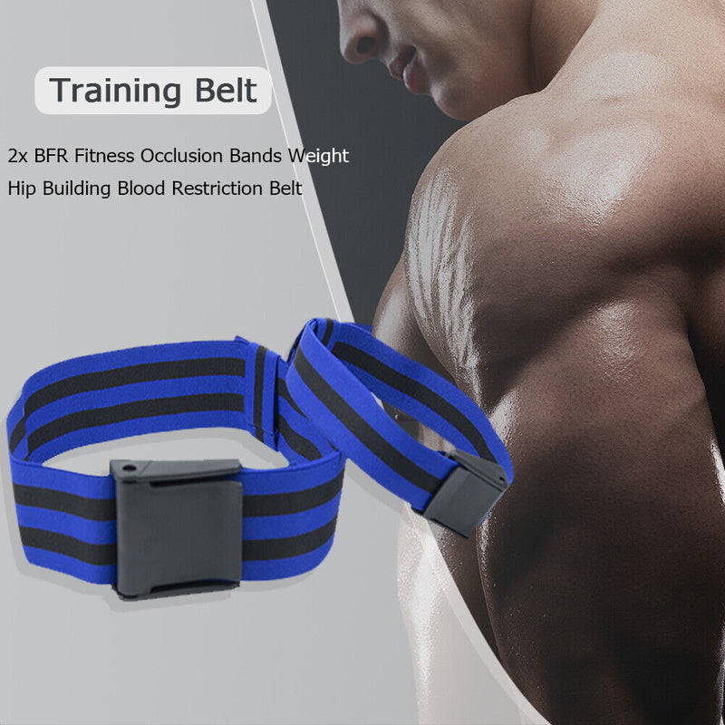 2x BFR Fitness Occlusion Bands Hip Building Blood Restriction Belt (Blue) Newly