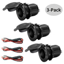 3 Pack Car Boat Cigarette Lighter Sockets Waterproof 12V Power Outlet with Wires