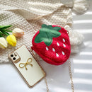 Strawberry Cartoon Shoulder Bags Kids Wool Chain Mini Crossbody Bag (A Red)
