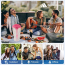 Portable Cup with Fork - Low-cal Food Container for Cereal Oatmeal (Pink)