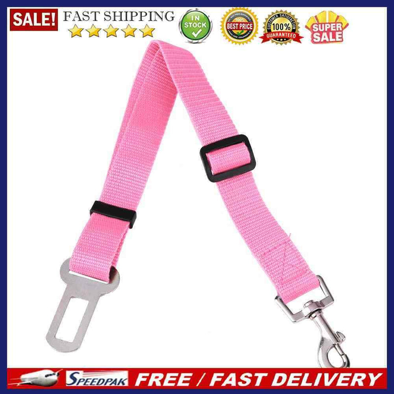 Adjustable Dogs Car Seat Belt Harness Pets Safe Seat Traction Rope (Pink)