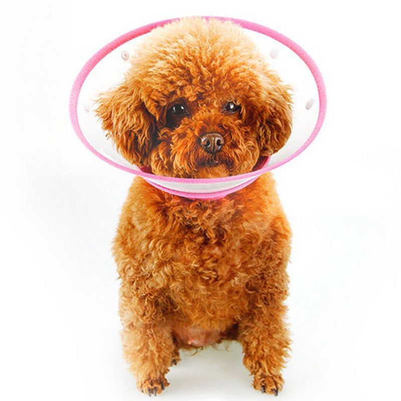 Dog Wound Recovery Cover Pet Anti-Bite Lick Medical Cone Collar (Pink M) Newly