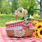Small Picnic Wicker Basket Camping Fruit Food Rattan Hamper (Red Lattice) Newly