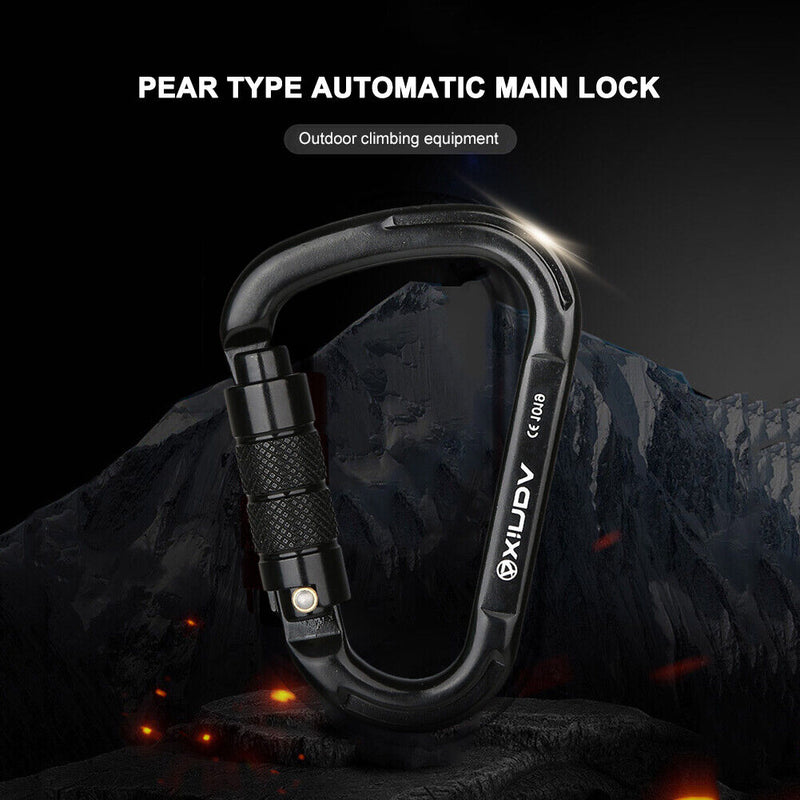 25KN Safety Auto Master Lock Carabiner Outdoor Rock Climbing Buckle (Black)
