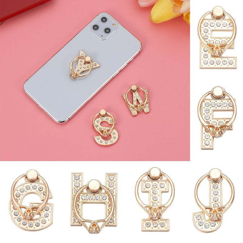 Diamond Luxury 360 Rotation Finger Ring Holder Letter Phone Stand Car Bracket