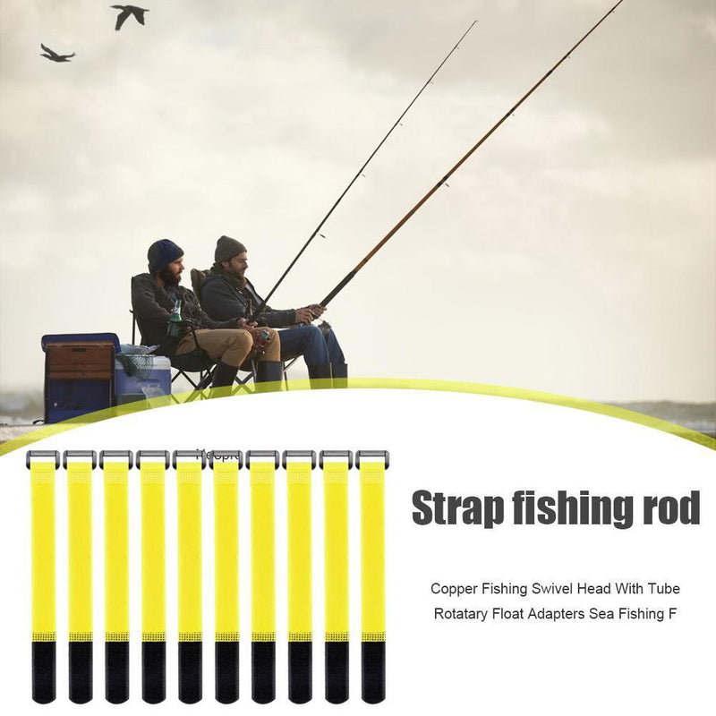 20pcs Fishing Rod Tie Strap Holder Suspenders Hook Cable Cord Belt (Yellow)