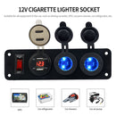 QC3.0 Dual USB Fast Charger Panel 12V Cigarette Lighter LED Voltmeter