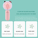 Mini Portable Fan USB Rechargeable Night Light Handheld Fan 3-Speed (Pink)