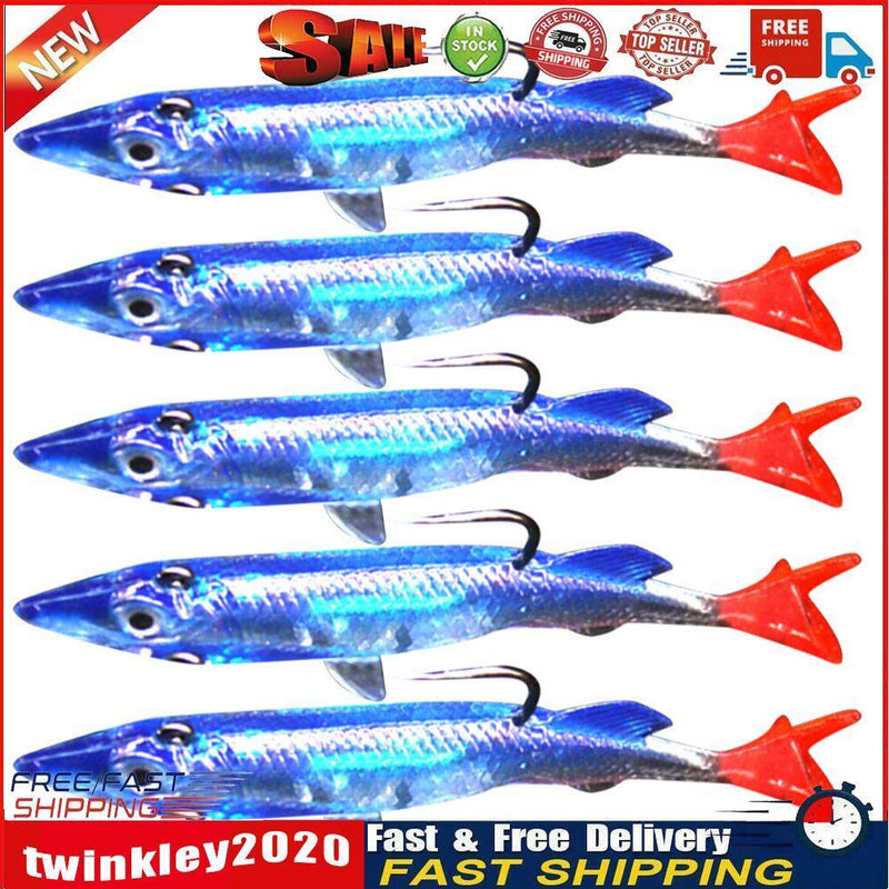 Soft Lures 8cm Wobbler  Head Hook Bait Jig Bass Fishing Tackle (5pcs) Newly