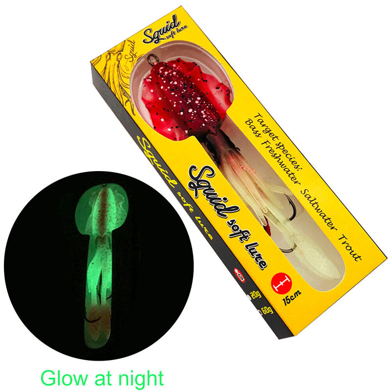 #A UV Luminous Bionic Squid Fishing Lures Silicone Soft Bait Tools Fishing Gear