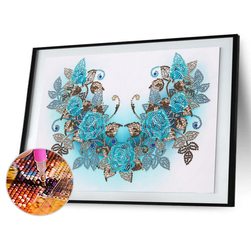 Diamond Painting Kit 5D Special Shaped DIY Blue Flowers Rhinestone Pictures