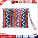 Ethnic Style Women Canvas Print Envelope Wristlet Bag Purse Handbag (Pink)