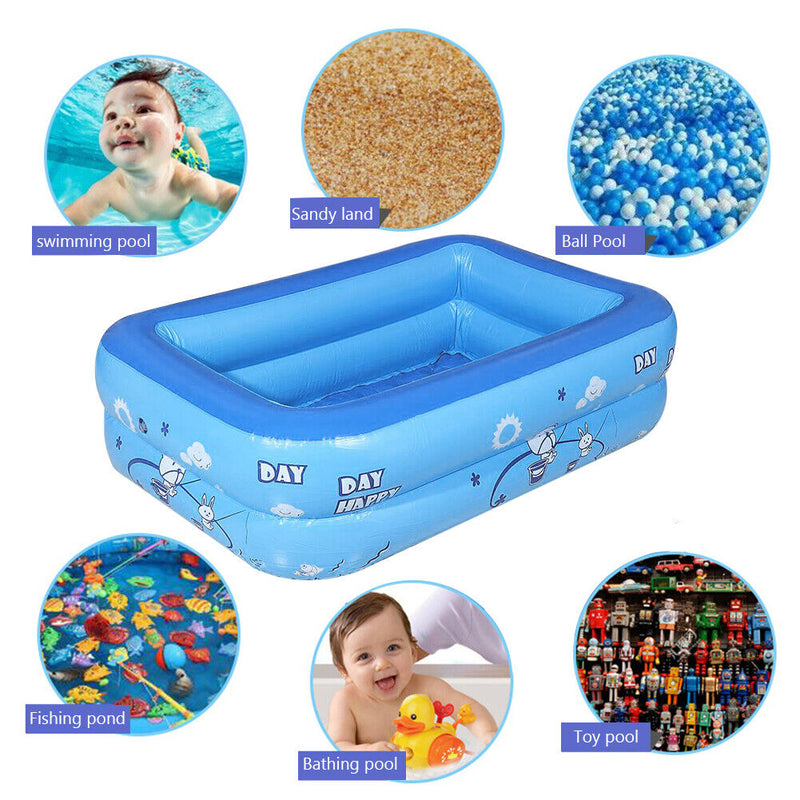 Children Square Swimming Pool Kids Bathing Tub Inflatable Outdoor Water Play