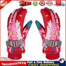 2pcs Children Winter Warm Waterproof Non-slip Skiing Gloves (Rose Red)(M) Newly