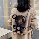 #A Transparent PVC Cute Shoulder School Satchel Bags Simple Rucksack Travel Pack