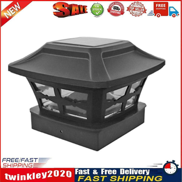 Solar Post Cap Lamp LED Waterproof Outdoor Deck Light Garden Decor (Black) Newly