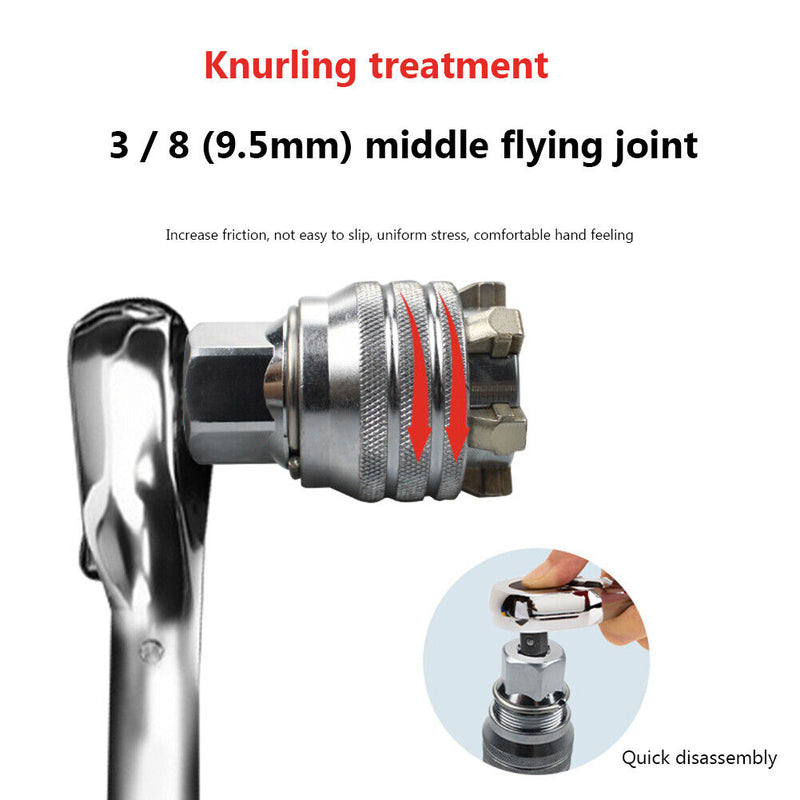 10-19mm Universal Adjustable Manual Socket Wrench Set Ratchet Spanner Adapt