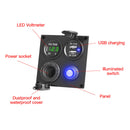 4 in 1 Switch Panel Voltmeter Dual USB Waterproof Switches for Car Marine Boat