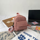 Fashion Women Mini Backpack Corduroy Solid Small Backpacks Simple Retro Rucksack