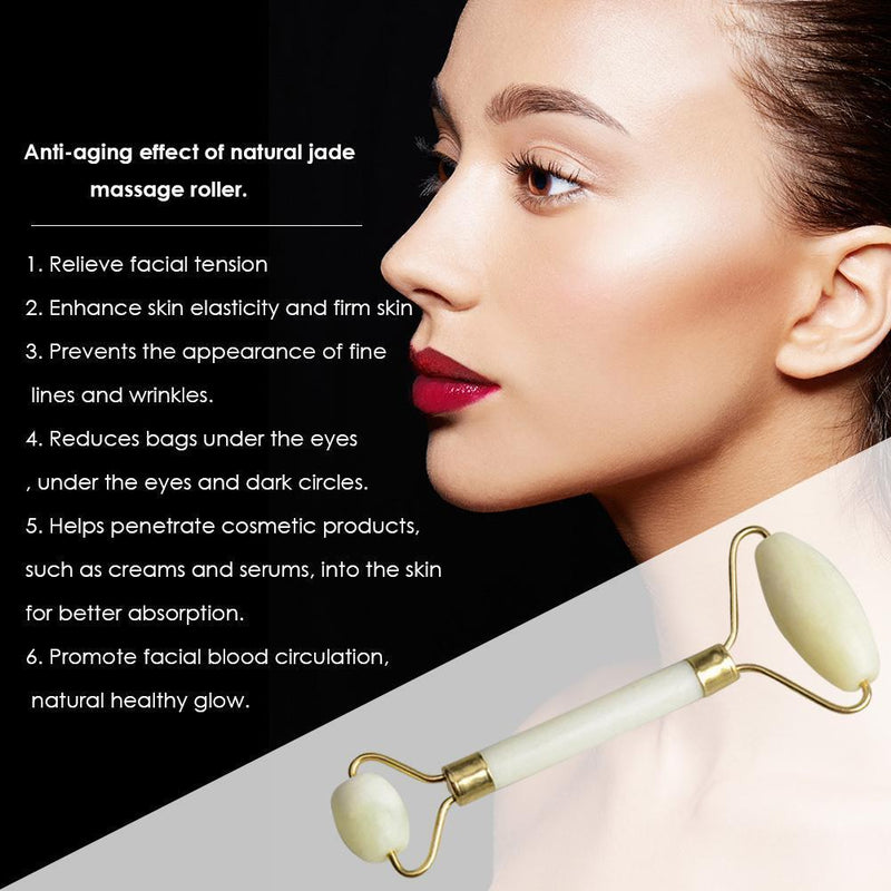 Facial Massage Roller Double Heads Jade Stone Nature Face Lift Sliming Tool