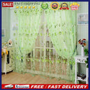 4pcs Tulip Flower Yarn Sheer Window Curtain Scarf Drapes(Green)