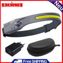 Full Vision Headlamp USB Rechargeable COB LED Induction Flashlight Work Light