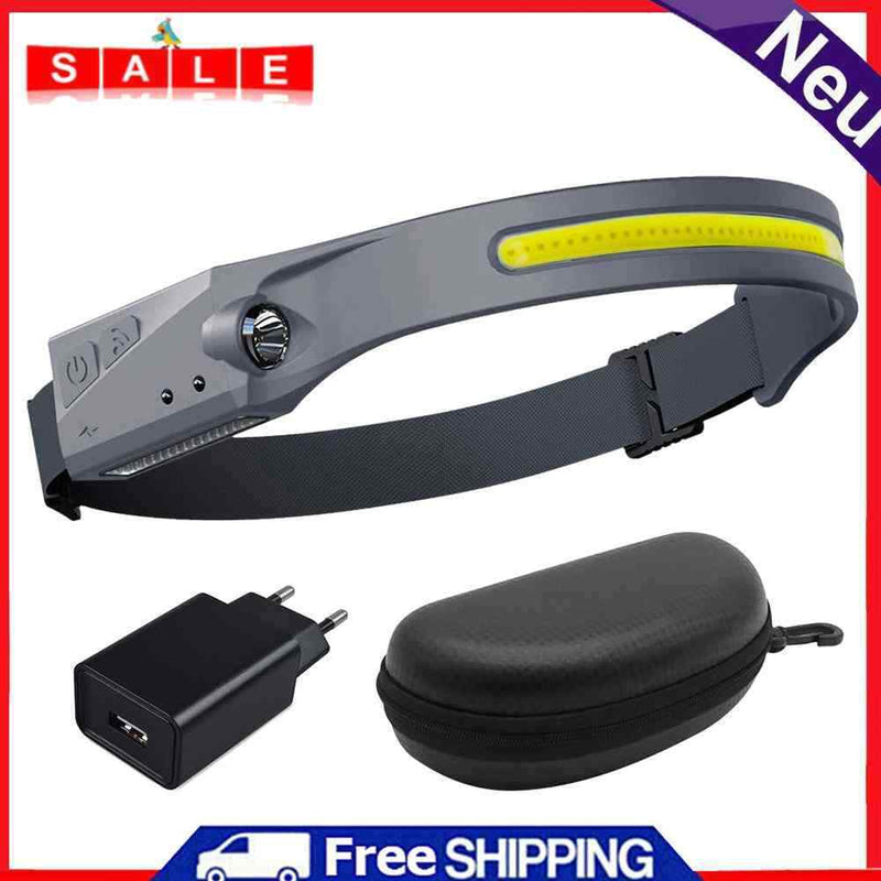 Full Vision Headlamp USB Rechargeable COB LED Induction Flashlight Work Light